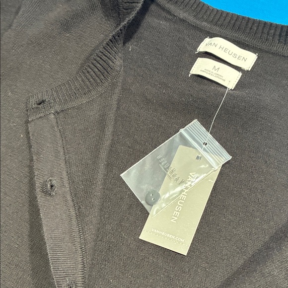 Van Heusen Black Knit Button-Up 100% Cotton Sweater NWT - Picture 4 of 12